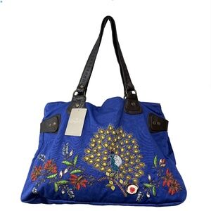Anthropologie Vintage Beaded Peacock Blue Bag NWT